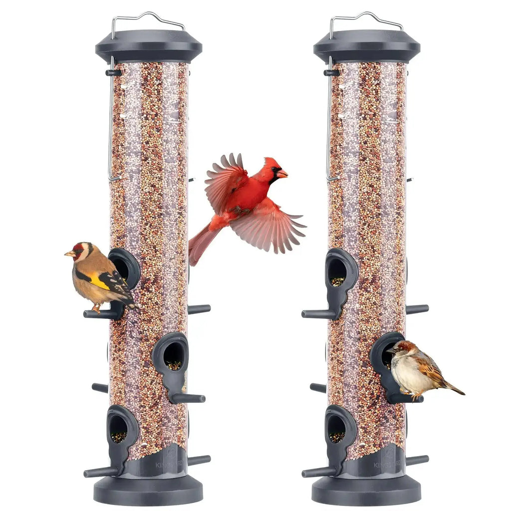 Kingsyard 2 Pack Tube Bird Feeders for Outdoors Hanging, Premium Hard Plastic Bird Feeder with 6 Feeding Ports by Kingsyard