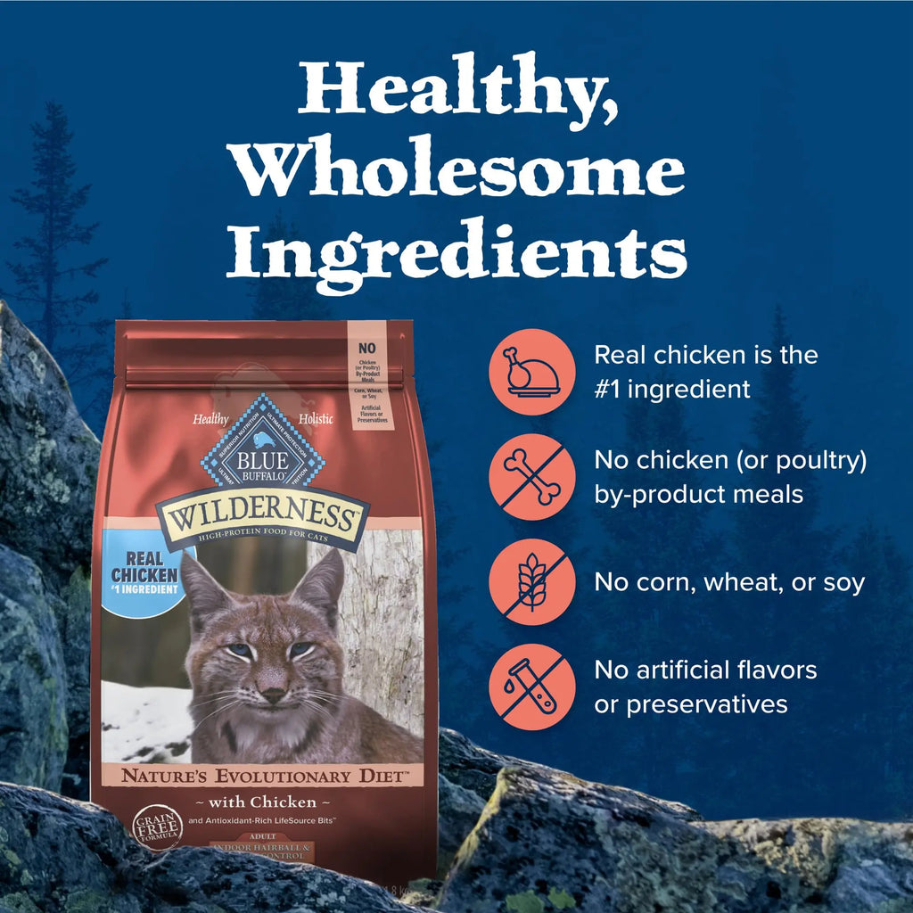 Blue Buffalo Wilderness High Protein, Natural Adult Indoor Hairball & Weight Control Dry Cat Food Blue Buffalo