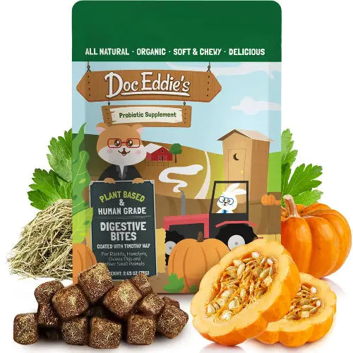 Doc Eddies Probiotic Digestive Bites For Rabbits Guinea Pigs Timothy Hay Treats DOC EDDIE'S