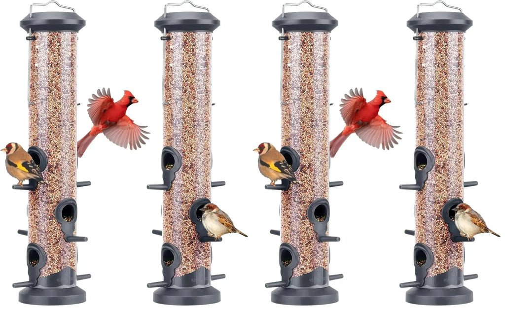 Kingsyard 2 Pack Tube Bird Feeders for Outdoors Hanging, Premium Hard Plastic Bird Feeder with 6 Feeding Ports by Kingsyard