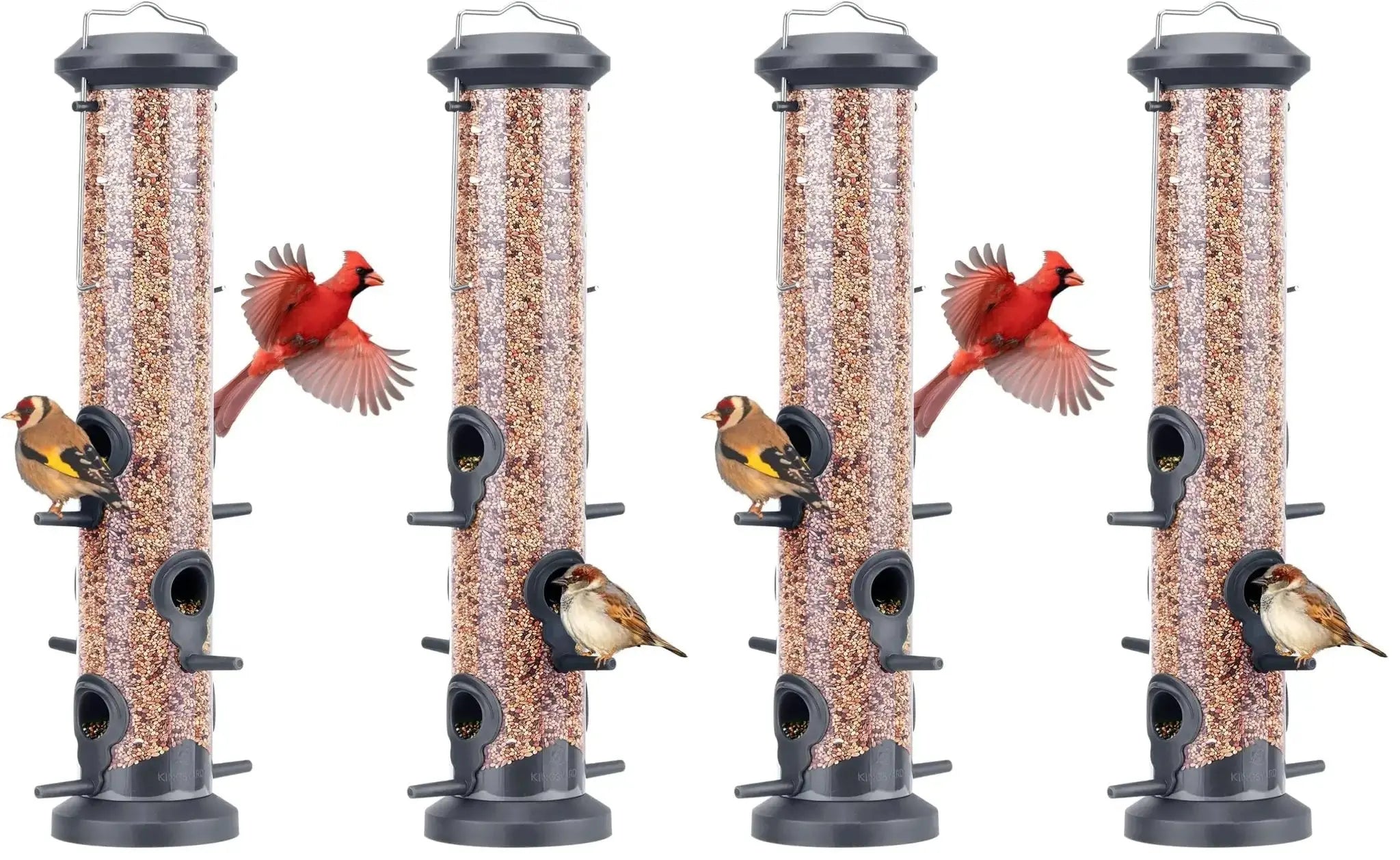 Kingsyard 2 Pack Tube Bird Feeders for Outdoors Hanging, Premium Hard Plastic Bird Feeder with 6 Feeding Ports by Kingsyard