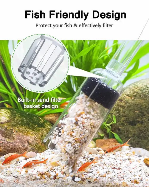 AQQA Electric Aquarium Gravel Cleaner 6 In 1 Tank Vacuum Water Sand Wash 320 GPH AQQA