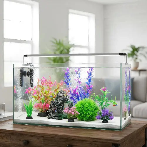 Ameliade Aquarium Artificial Plastic Plants Decorations and Rock Cave Decor Set Goldfish Betta Fish Tank Accessories Small Large Fish Bowl Ornaments by Ameliade