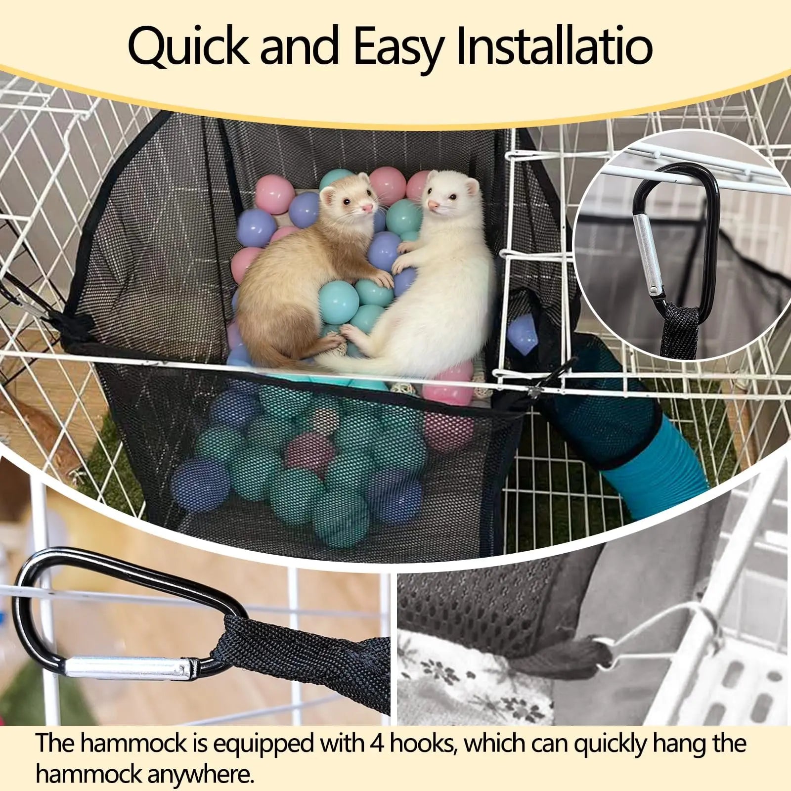 kathson Ferret Ball Pit Hammock for Cage Hanging Bed Playpen Toy Box by kathson