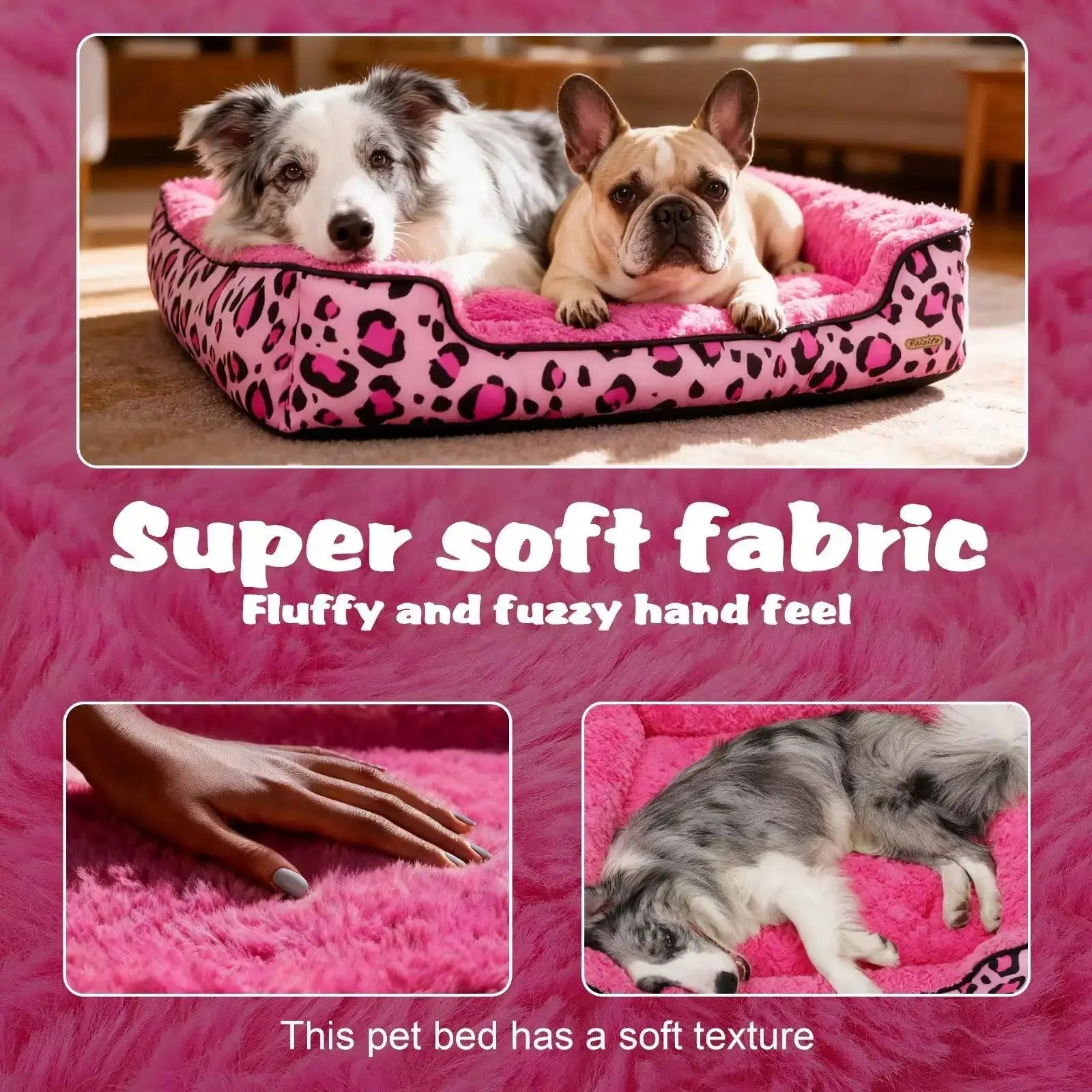 Rectangle Washable Dog Bed for Large, Medium & Small Dogs – Soft Calming Puppy Beds, Durable Warm Pet Sofa with Non-Slip Bottom for Indoor Use. by Paiaite