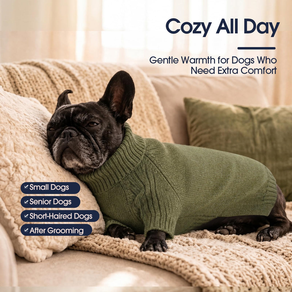 IECOii Dog Sweater,Thermal Knitted Dog Sweaters Turtleneck with Sleeve