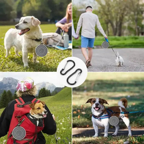 SLSON Dog Bowls Pet Collapsible Bowl with Cover Lids,2 Pack Dog Travel Bowls Portable Foldable Cat Water Dish Bowl for Pets Walking Parking Camping by SLSON
