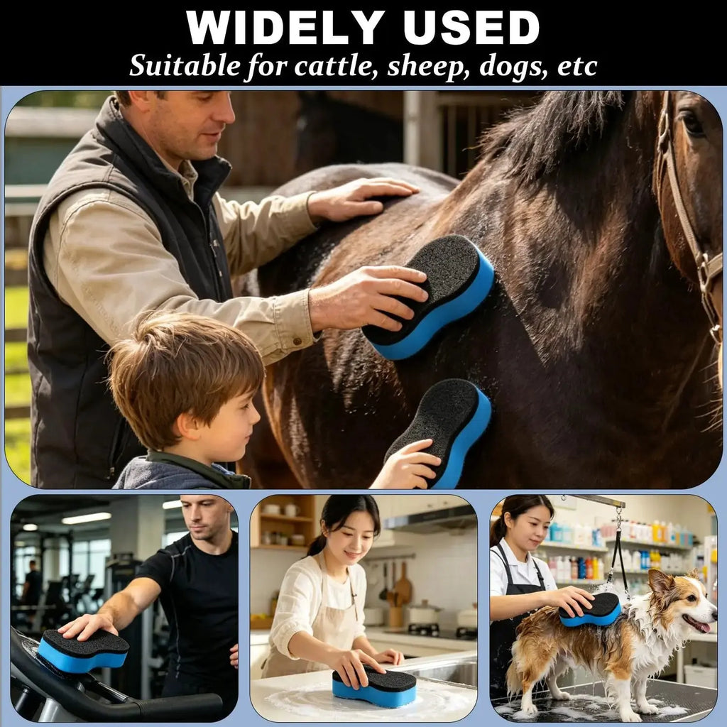 2-in-1 Horse Groomer Sponge Scrubber, Deep Cleaning Scrubber by Youven
