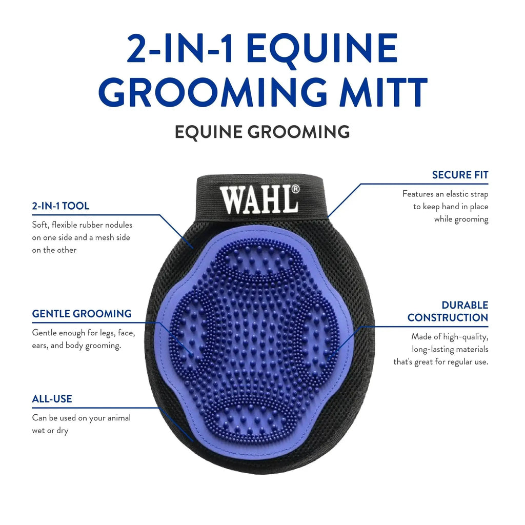 WAHL Professional Animal Equine Grooming Mitt - Flexible Rubber Brush for Horse Care by Wahl