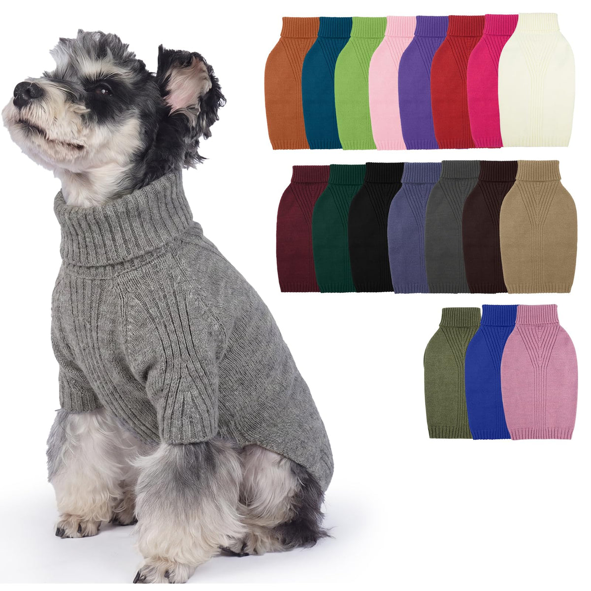IECOii Dog Sweater,Thermal Knitted Dog Sweaters Turtleneck with Sleeve