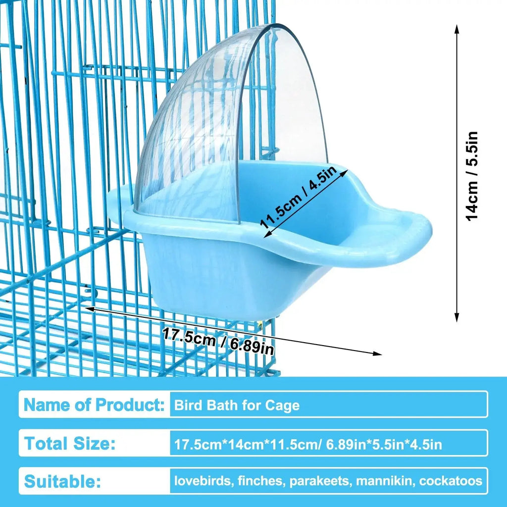 Nobgum Bird Bath Box Hanging Birdbath Toy Parakeet Caged Bathing Tubs Parrot Bath Tub Water Shower Food Feeder Holder Tray Bird Bath for Cage Accessory Small Birds Parrots Cockatiel Budgies by Nobgum