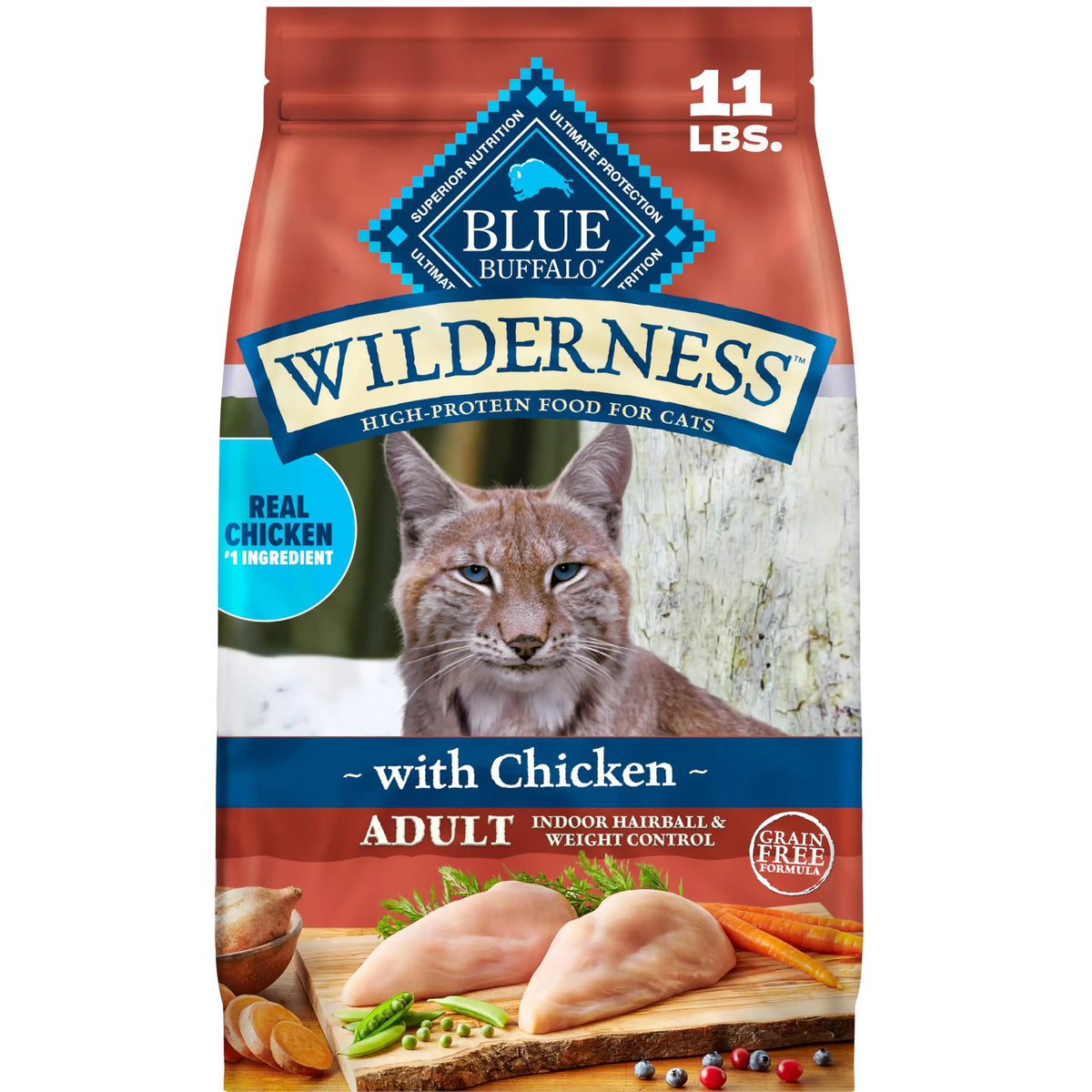 Blue Buffalo Wilderness High Protein, Natural Adult Indoor Hairball & Weight Control Dry Cat Food Blue Buffalo