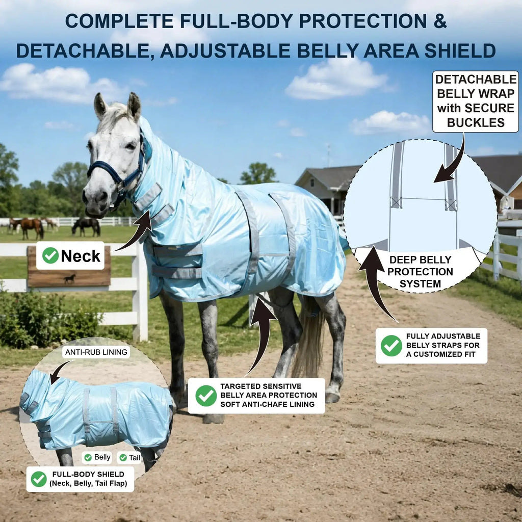 Gallopoff Mini Horse & Pony Mesh Fly Sheet with Neck & Belly Wrap by Gallopoff