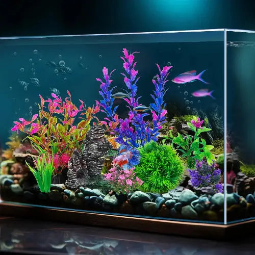 Ameliade Aquarium Artificial Plastic Plants Decorations and Rock Cave Decor Set Goldfish Betta Fish Tank Accessories Small Large Fish Bowl Ornaments by Ameliade