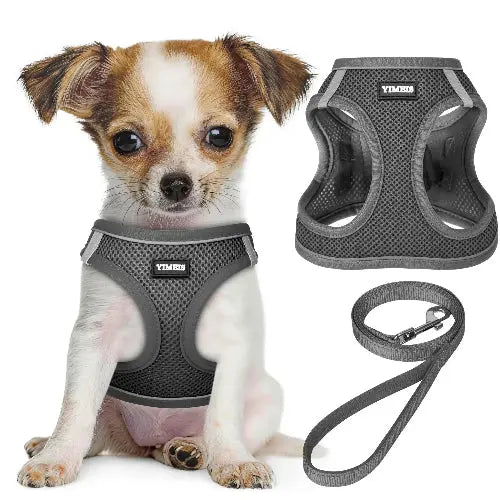No Pull Dog Puppy Harness and Leash Set Reflective Mesh Vest XX-Small by YIMEIS