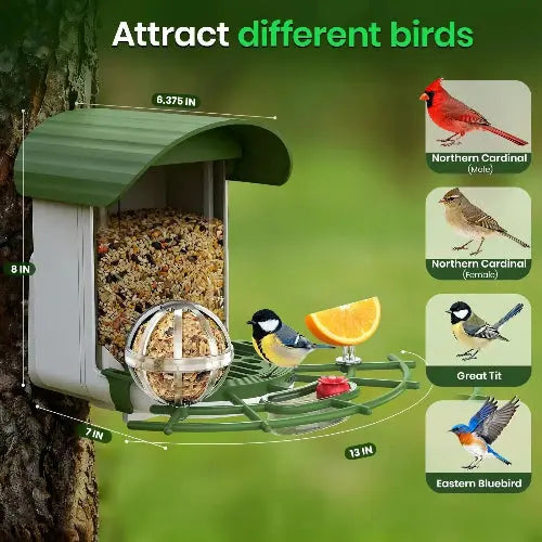 Bilibara Bird Feeder, 3.3LB Bird Feeder for Outdoors, Wild Bird House for Hummingbird, Cardinals, Ideal Christmas Gift for Parents, Birdlovers by Bilibara