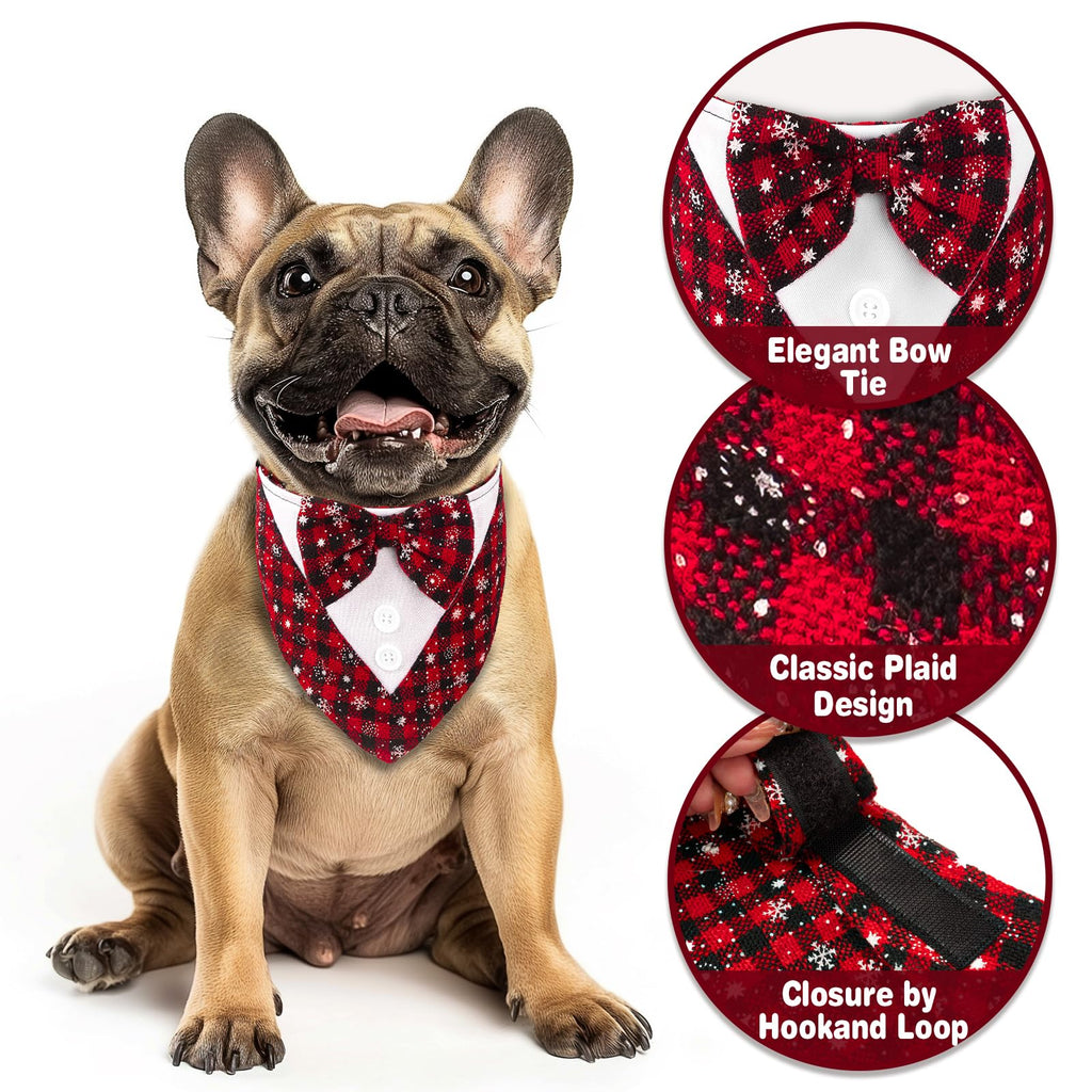 cyeollo Dog Tuxedo Costume Dog Wedding Bandana Collar with Bow Tie Adjustable Dog Tux Formal Dog Costumes Pet Party Birthday Gifts for Small Medium Large Dogs