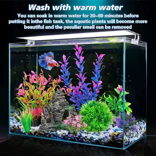 Ameliade Aquarium Artificial Plastic Plants Decorations and Rock Cave Decor Set Goldfish Betta Fish Tank Accessories Small Large Fish Bowl Ornaments by Ameliade