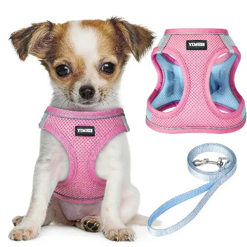 No Pull Dog Puppy Harness and Leash Set Reflective Mesh Vest XX-Small by YIMEIS
