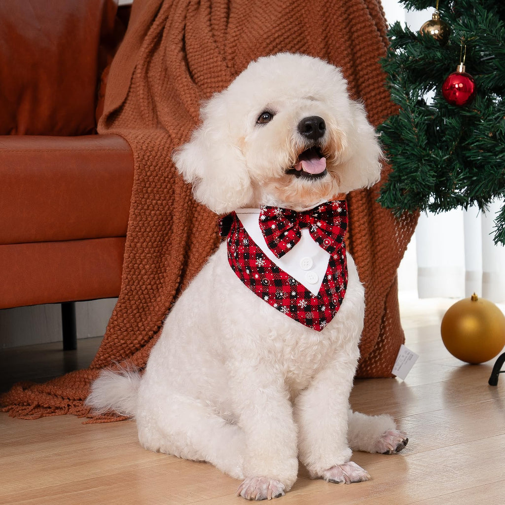 cyeollo Dog Tuxedo Costume Dog Wedding Bandana Collar with Bow Tie Adjustable Dog Tux Formal Dog Costumes Pet Party Birthday Gifts for Small Medium Large Dogs