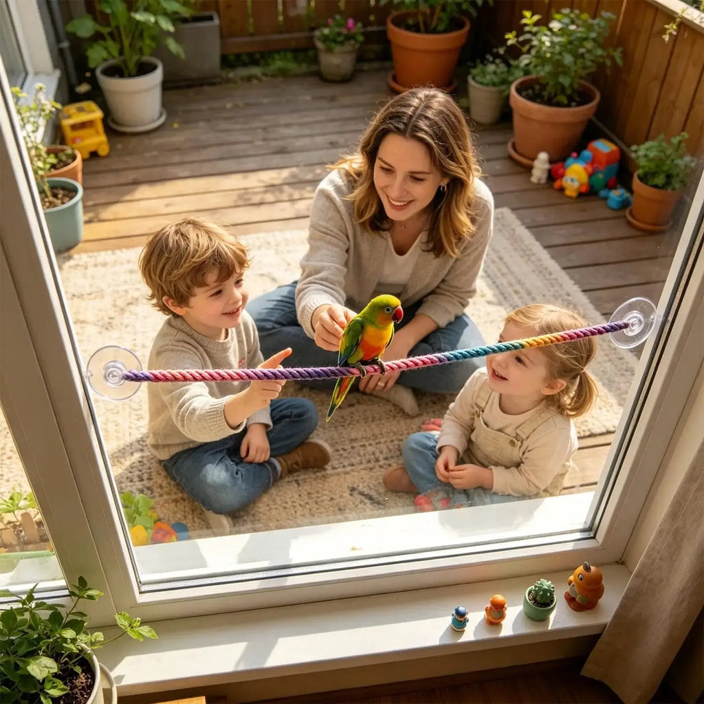 Bird Rope Perch Suction Cup Stretchable Bendable Colorful by Generic