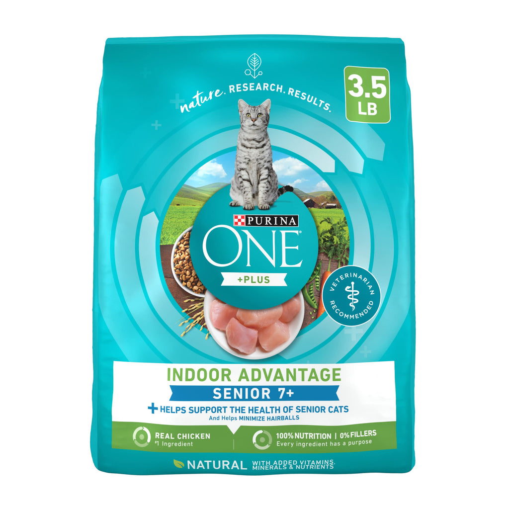 Purina ONE High Protein, Natural Senior Dry Cat Food, Indoor Advantage Senior+ - 16 lb. Bag Purina ONE