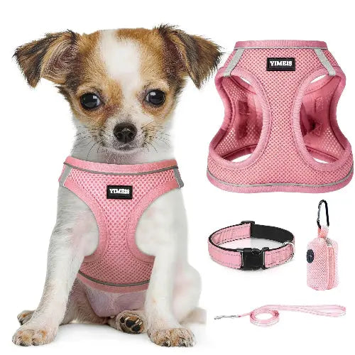 No Pull Dog Puppy Harness and Leash Set Reflective Mesh Vest XX-Small by YIMEIS