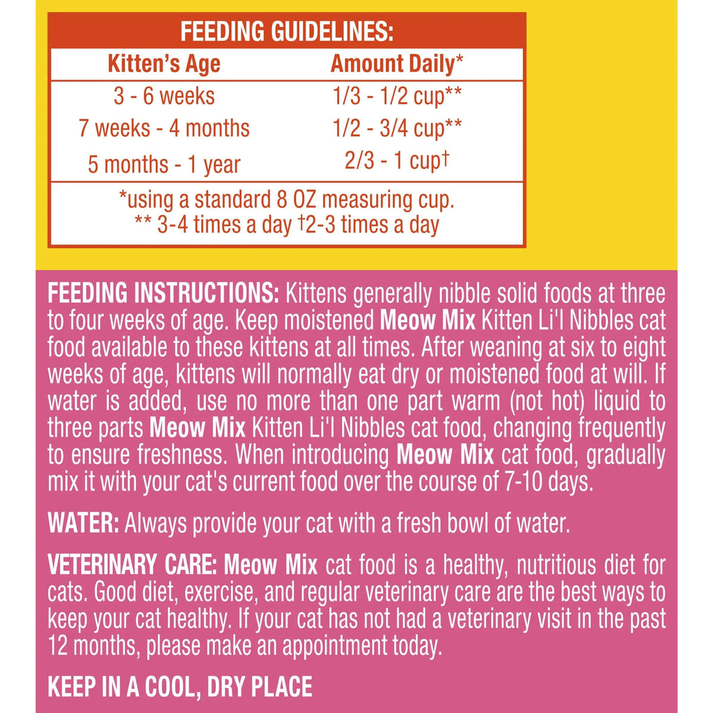 Meow Mix Kitten Li’l Nibbles Dry Cat Food for Kittens, 4 Bags - FurrBaby Necessities