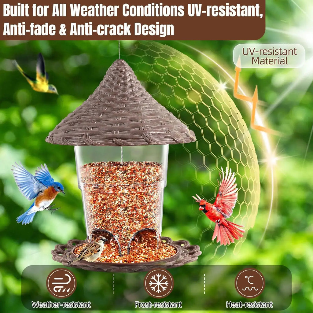 Hanging Bird Feeders for Outdoor, UV-Resistant Durable Plastic, Squirrel Proof Bird Feeder, Tool-Free Install Weatherproof Birdfeeders, Easy Clean/Refill with Drainage Holes for Wild Birds by yyounglinda