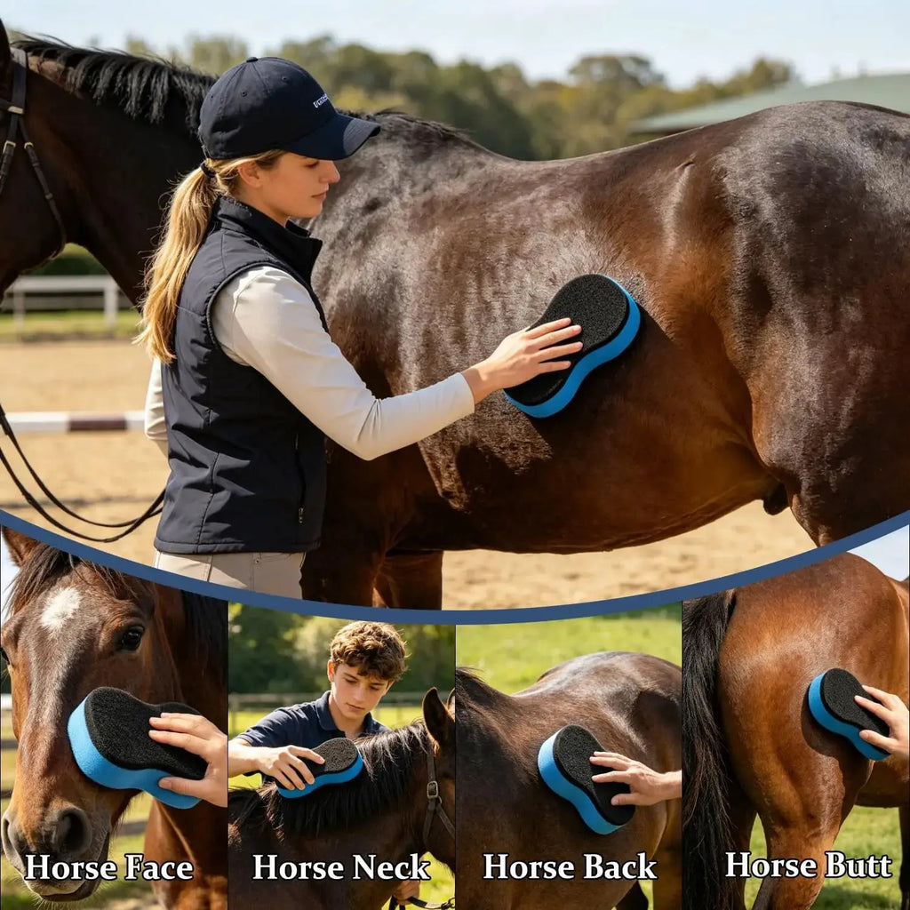 2-in-1 Horse Groomer Sponge Scrubber, Deep Cleaning Scrubber by Youven