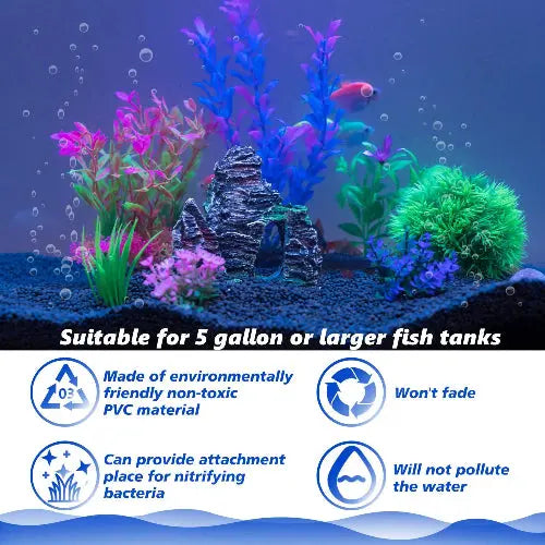 Ameliade Aquarium Artificial Plastic Plants Decorations and Rock Cave Decor Set Goldfish Betta Fish Tank Accessories Small Large Fish Bowl Ornaments by Ameliade