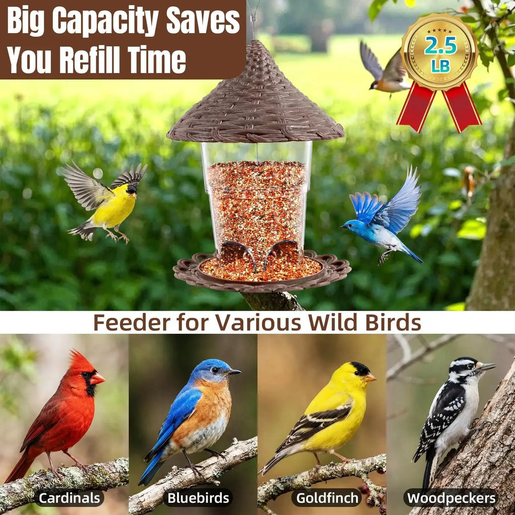 Hanging Bird Feeders for Outdoor, UV-Resistant Durable Plastic, Squirrel Proof Bird Feeder, Tool-Free Install Weatherproof Birdfeeders, Easy Clean/Refill with Drainage Holes for Wild Birds by yyounglinda