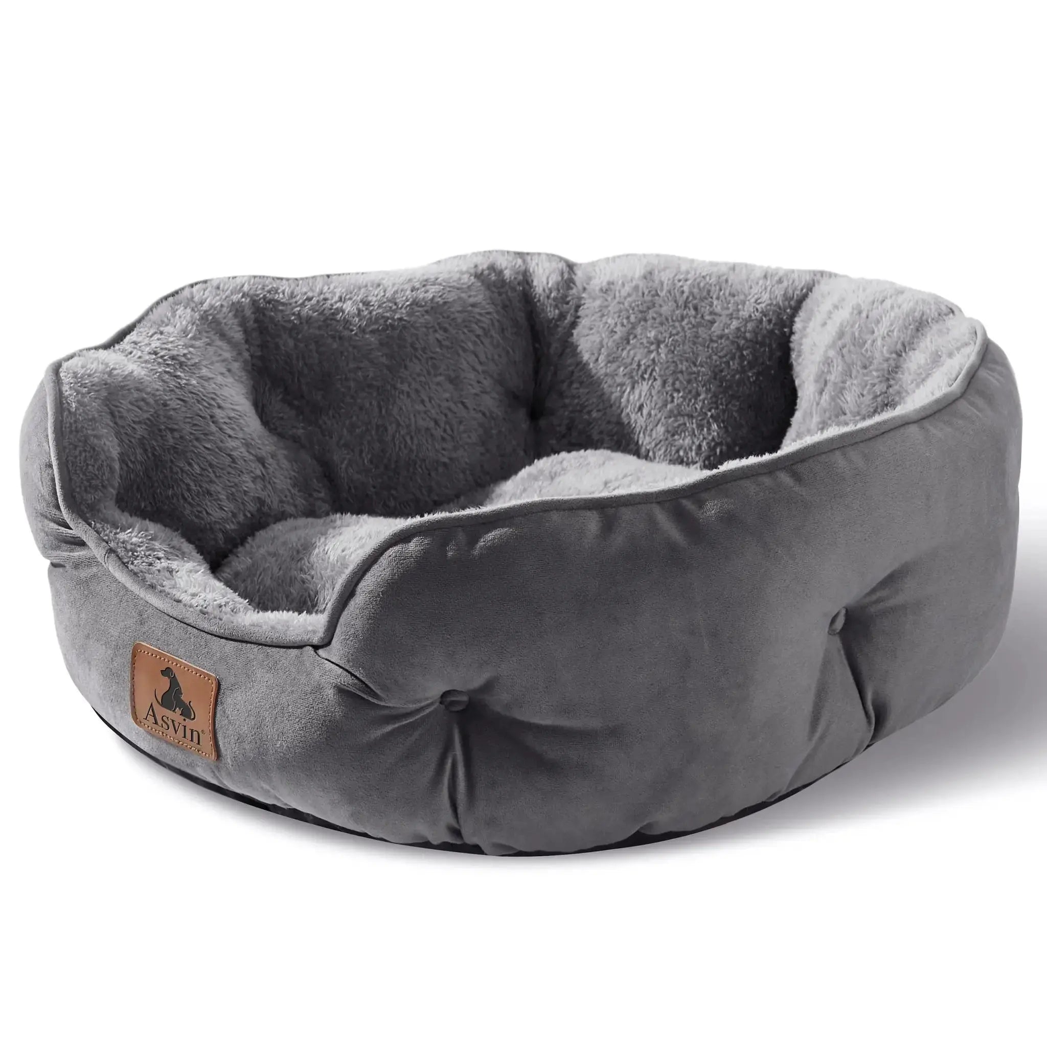 Asvin Dog Bed, Cat Beds for Indoor Cats, Pet Bed for Puppy and Kitty, Extra Soft & Machine Washable with Anti-Slip & Water-Resistant Oxford Bottom by Asvin