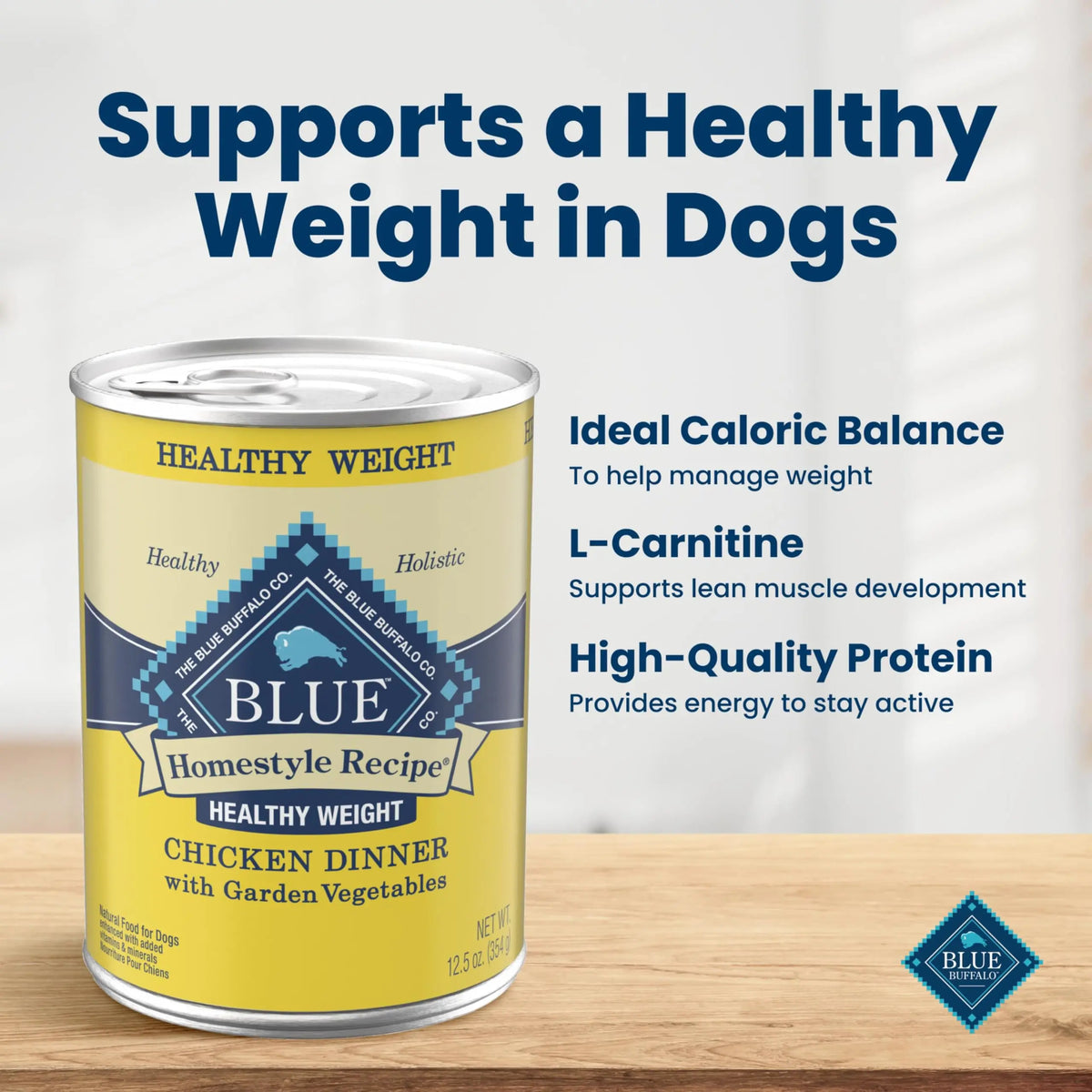 Blue Buffalo Chicken Dinner with Garden Vegetables Homestyle Recipe Healthy Weight Adult Wet Dog Food, 12.5 oz., Case of 12 Blue Buffalo