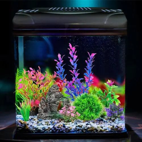 Ameliade Aquarium Artificial Plastic Plants Decorations and Rock Cave Decor Set Goldfish Betta Fish Tank Accessories Small Large Fish Bowl Ornaments by Ameliade