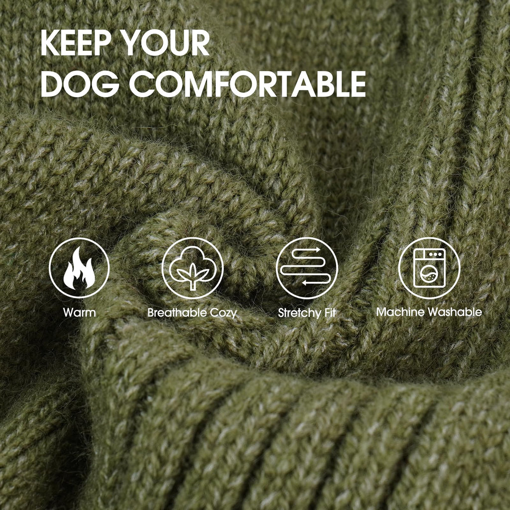 IECOii Dog Sweater,Thermal Knitted Dog Sweaters Turtleneck with Sleeve