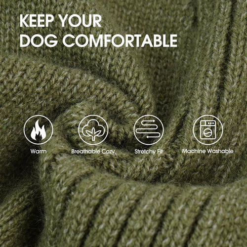 IECOii Dog Sweater,Thermal Knitted Dog Sweaters Turtleneck with Sleeve