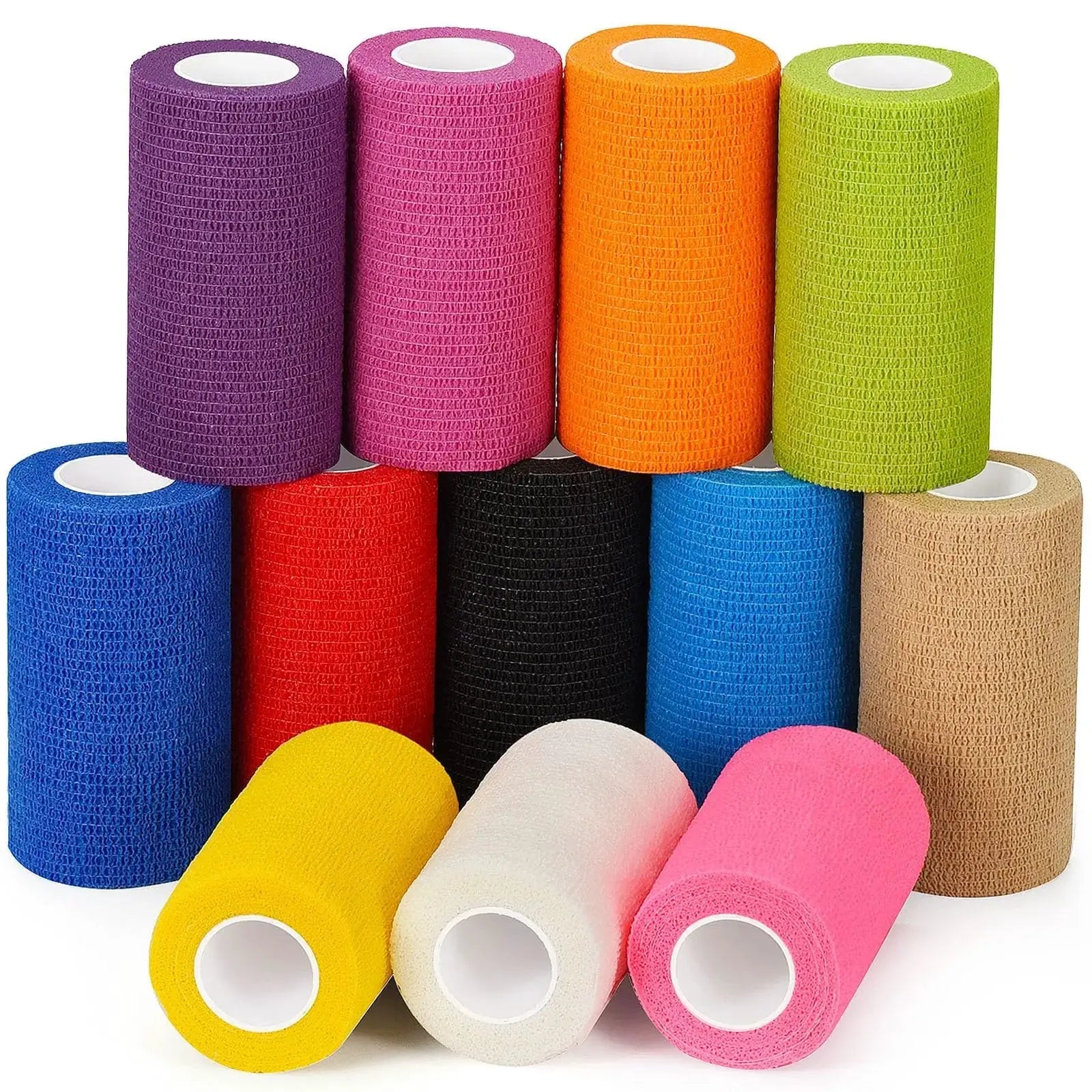 12 Pack Self Adhesive Bandage Wrap Cohesive Bandage Self Adherent Vet Wrap for Dog Pets Elastic Bandage Finger Tape Self Stick Wrap for First Aid Sports Injury Athletic Tape (Mixed Colors) by Sagafly