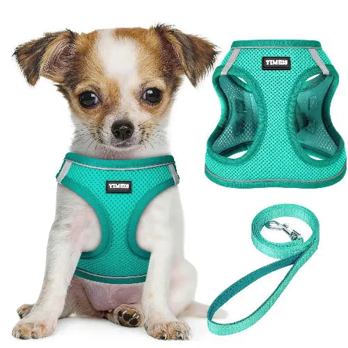 No Pull Dog Puppy Harness and Leash Set Reflective Mesh Vest XX-Small by YIMEIS