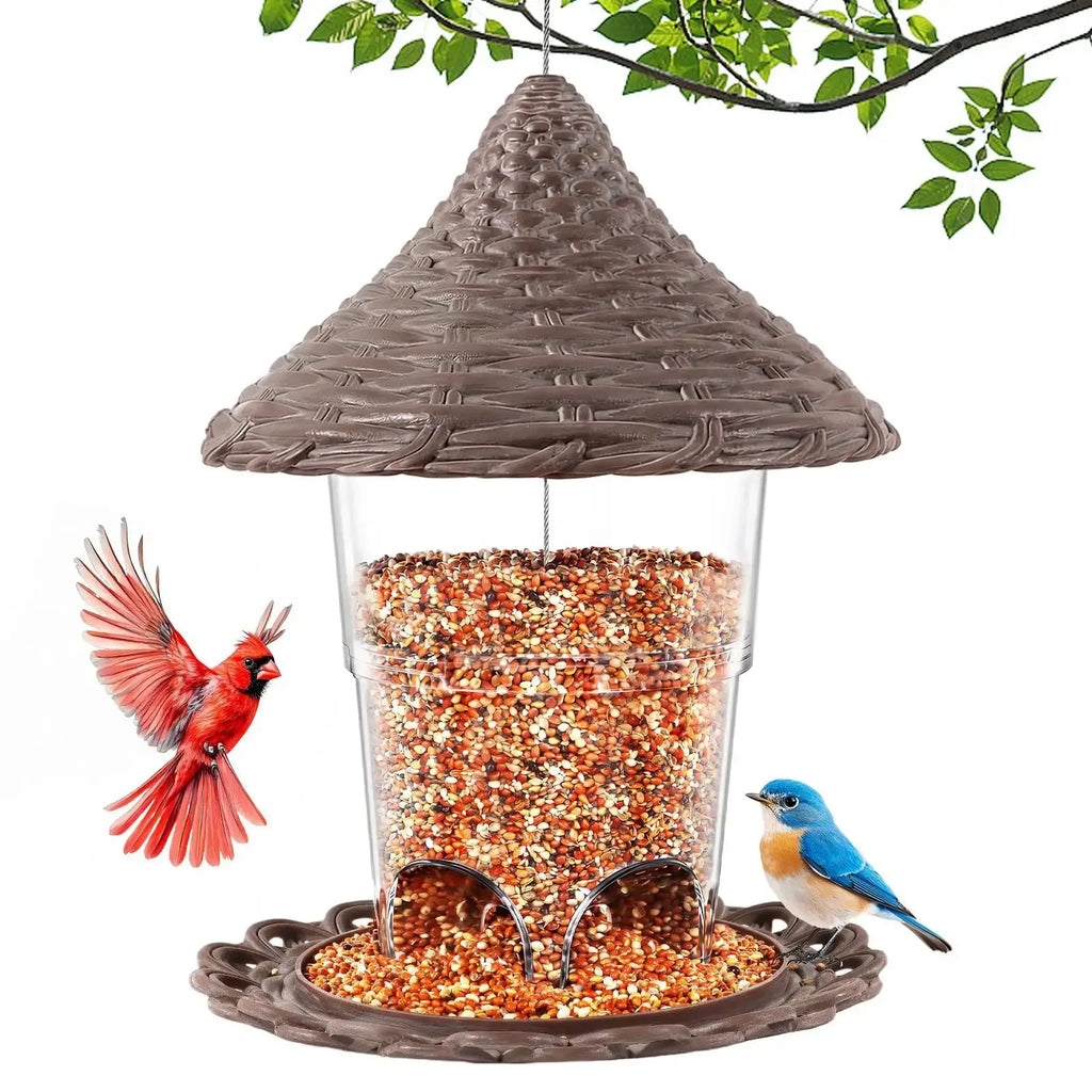 Hanging Bird Feeders for Outdoor, UV-Resistant Durable Plastic, Squirrel Proof Bird Feeder, Tool-Free Install Weatherproof Birdfeeders, Easy Clean/Refill with Drainage Holes for Wild Birds by yyounglinda