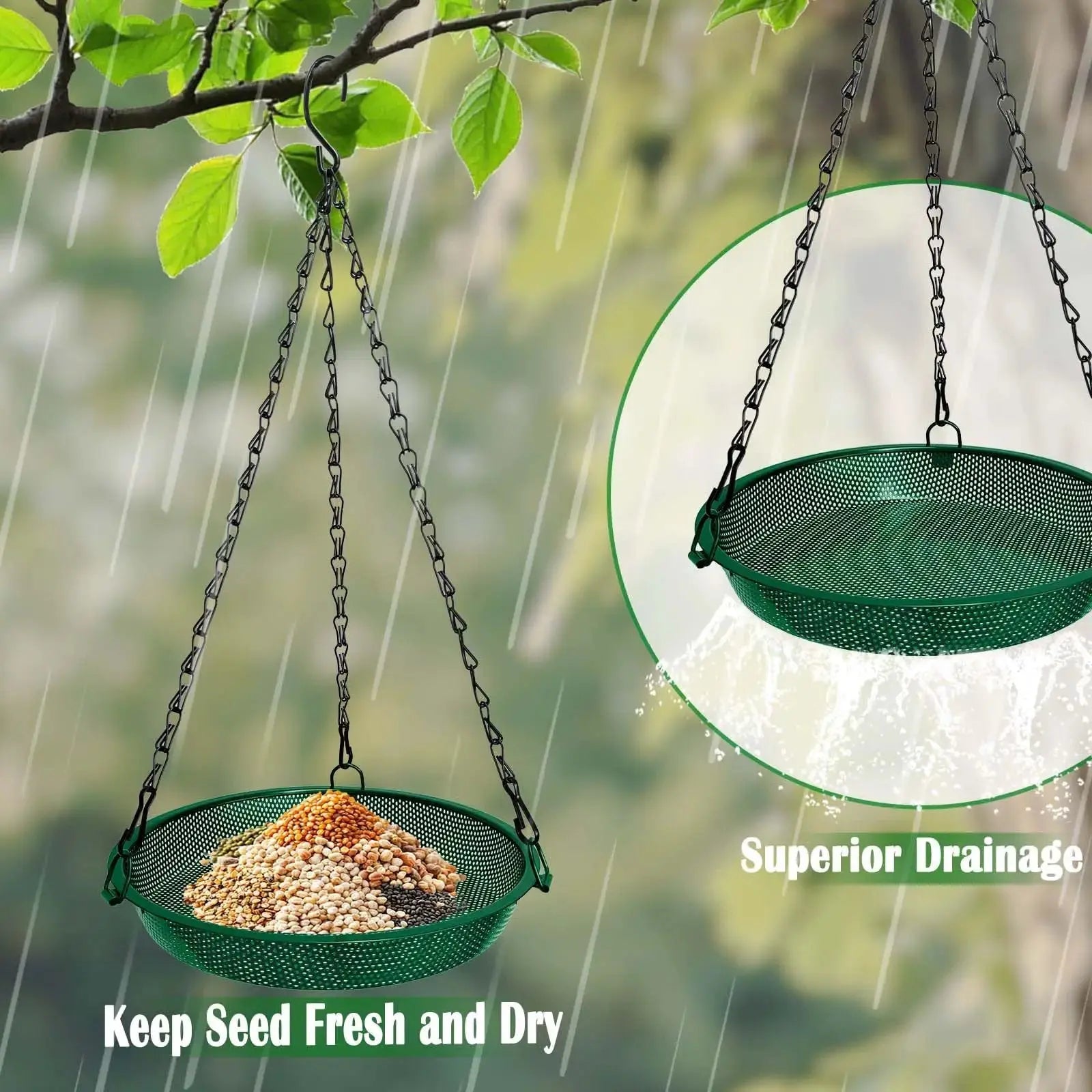 Hanging Bird Feeder, Metal Mesh Seed Tray Bird Feeders for Outdoors Garden Yard to Attract Wild Birds by VIHSIPR