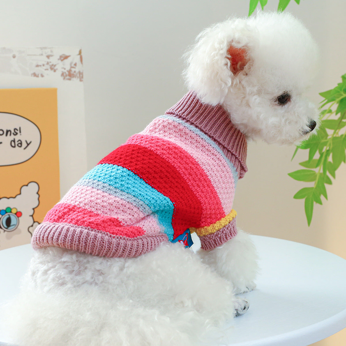 Pet Ring Comfortable Colorful Striped Sweater Pet Zen