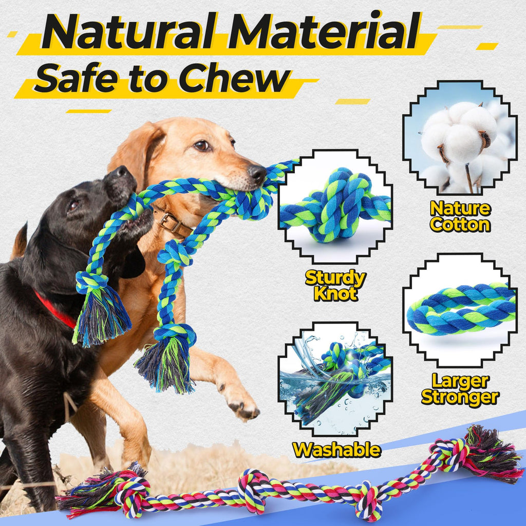 Tough Dog Rope Toys for Aggressive Chewers, Tough Tug of War Dog Toys for Large, Medium & Small Dogs Pet Zen