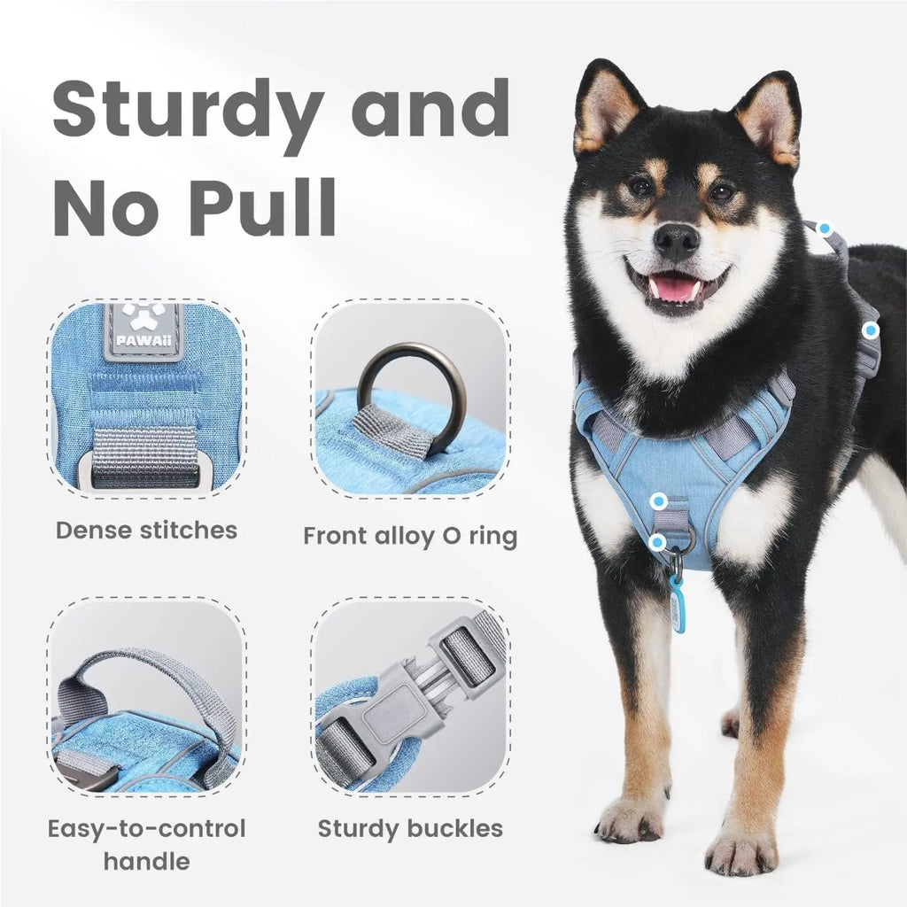No Pull Dog Harness Reflective Adjustable Vest with ID Tag Small Dogs Wags & Whiskers Pet Supply