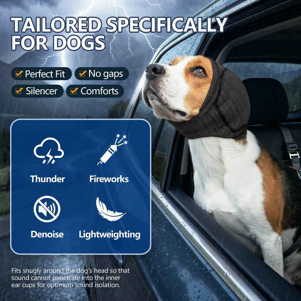 Soft Dog Ear Cover for Loud Noises, Thunderstorms & Fireworks - Dog Ear Wrap for Hematoma and Post-Surgery Recovery, Prevents Shaking and Scratching - Dog Head Cover for Bathing, Grooming, Rainy Walks, and Swimming Pet Zen