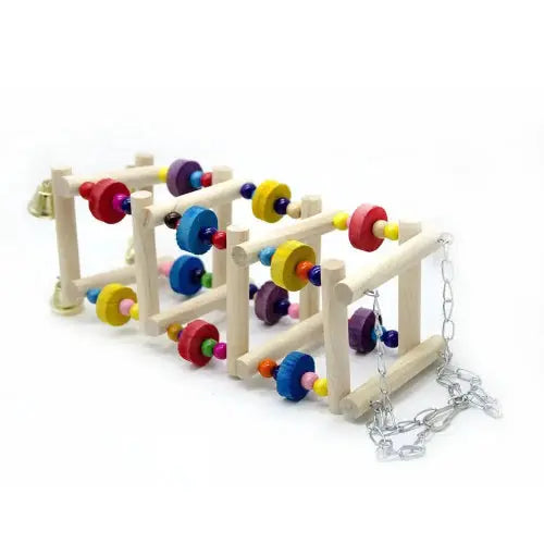 Wood Parakeet Toy Swing Ladder Cage Play With Bells - FurrBaby Necessities