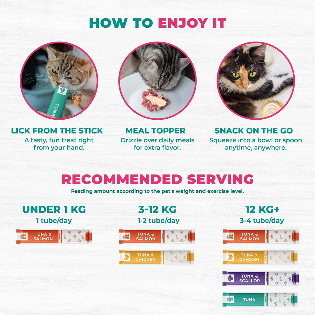 Lickable Cat Treats Squeeze Tubes 20 Sticks Tuna Urinary Care Multivitamin - FurrBaby Necessities