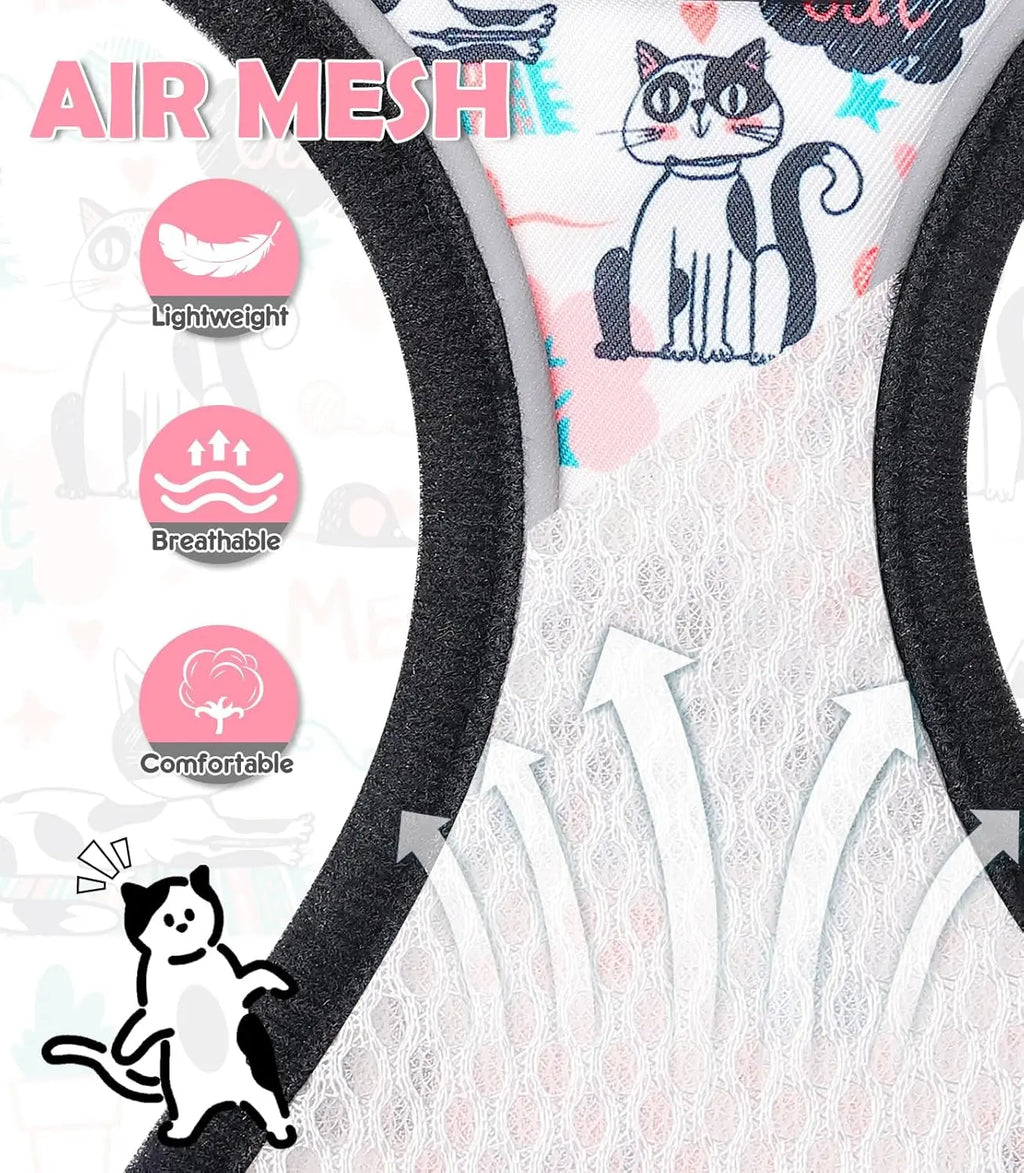 Cat Harness and Leash Set Escape Proof Reflective Adjustable Vest Wags & Whiskers Pet Supply