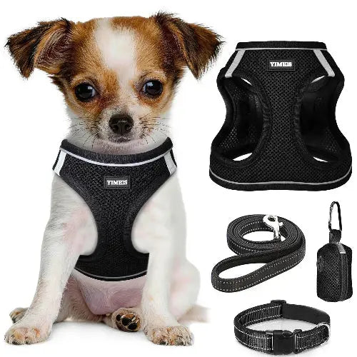 No Pull Dog Puppy Harness and Leash Set Reflective Mesh Vest XX-Small by YIMEIS