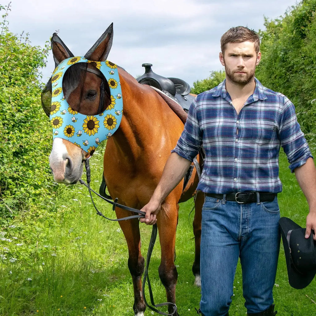 Frienda 4 Pcs Fly Masks with Ears Face Covering UV Protection from Insect Pests Elasticity Smooth Comfortable Mesh Horse Mask Accessories by Frienda